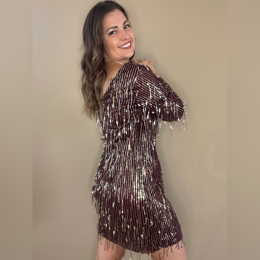 Zara Long sleeve sequins dress
